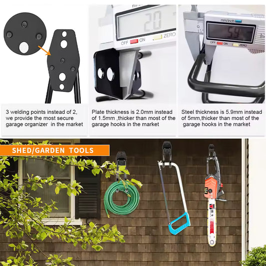 Heavy-Duty Wall Tool Hooks for Garage Storage
